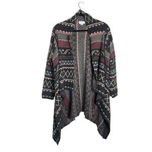 Kamana Womens Geometric Aztec Southwestern Long Sleeve Open Front Cardigan Med